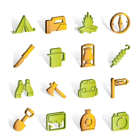 tourism and hiking icons - vector icon set Stock Photo - Budget Royalty-Free & Subscription, Code: 400-04291825