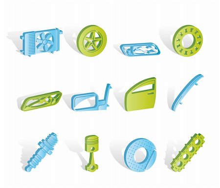 spare parts - Realistic Car Parts and Services icons - Vector Icon Set 1 Stock Photo - Budget Royalty-Free & Subscription, Code: 400-04291839