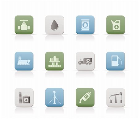 oil and petrol industry objects icons - vector icon set Stock Photo - Budget Royalty-Free & Subscription, Code: 400-04291844