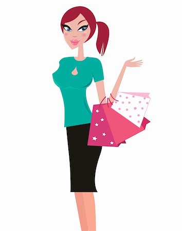 simsearch:400-04164585,k - Vector Illustration of shopping girl. Photographie de stock - Aubaine LD & Abonnement, Code: 400-04291847