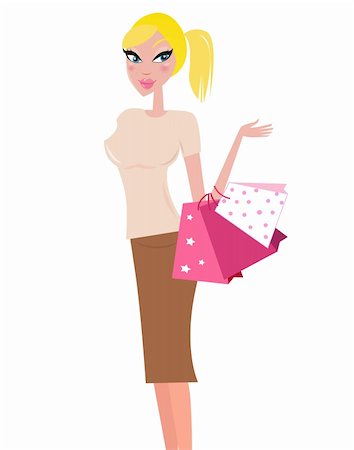 simsearch:400-04164585,k - Vector Illustration of shopping woman. Photographie de stock - Aubaine LD & Abonnement, Code: 400-04291850