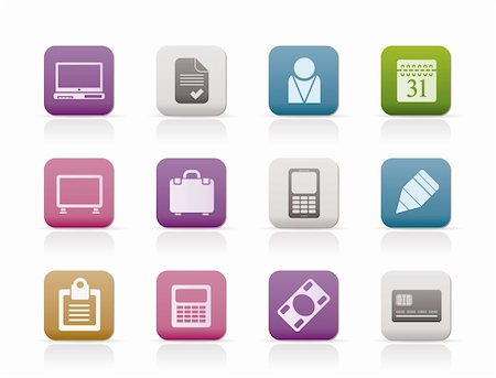 Business and office icons - vector icon set Stock Photo - Budget Royalty-Free & Subscription, Code: 400-04291882