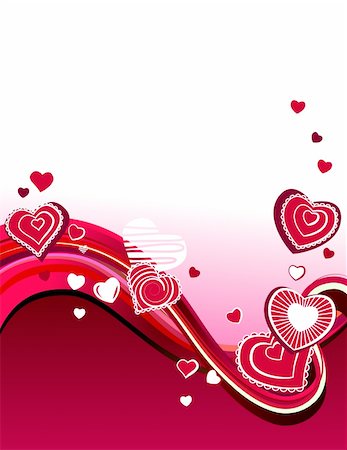 simsearch:400-05364550,k - Red stylized hearts on abstract wavy background Photographie de stock - Aubaine LD & Abonnement, Code: 400-04292008