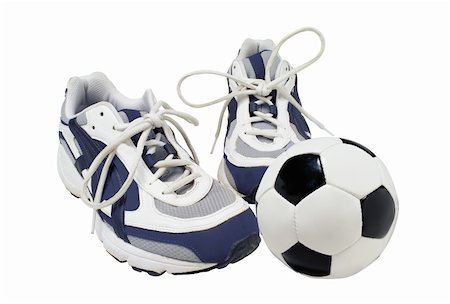simsearch:400-05318197,k - Sport shoes and soccer ball isolated on the white background Foto de stock - Super Valor sin royalties y Suscripción, Código: 400-04292287