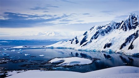 Beautiful snow-capped mountains against the blue sky in Antarctica Stock Photo - Budget Royalty-Free & Subscription, Code: 400-04292334