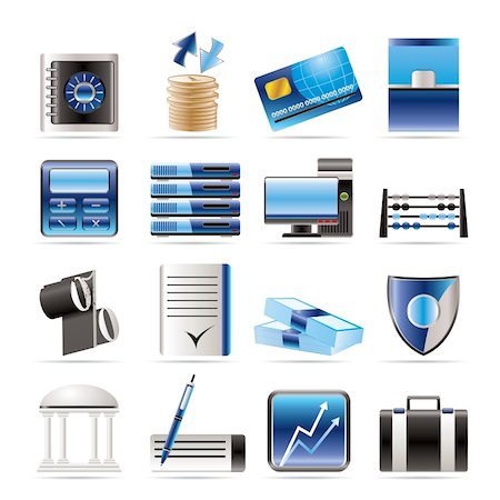 bank, business, finance and office icons  - vector icon set Stock Photo - Budget Royalty-Free & Subscription, Code: 400-04292474