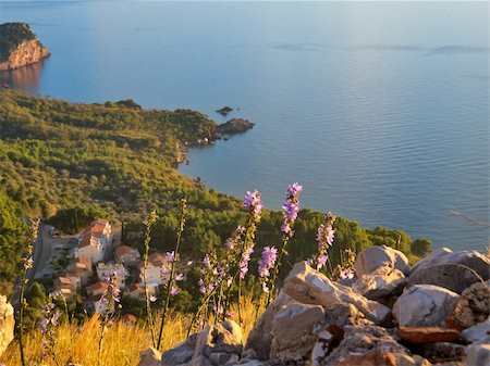 simsearch:400-05896461,k - View from the mountain above Sveti-Stefan in Montenegro Stock Photo - Budget Royalty-Free & Subscription, Code: 400-04292516