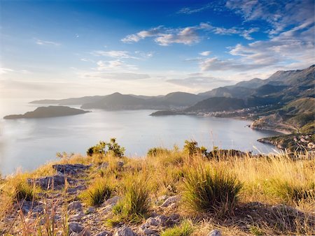 simsearch:400-05896461,k - View from the mountain above Sveti-Stefan in Montenegro Stock Photo - Budget Royalty-Free & Subscription, Code: 400-04292518
