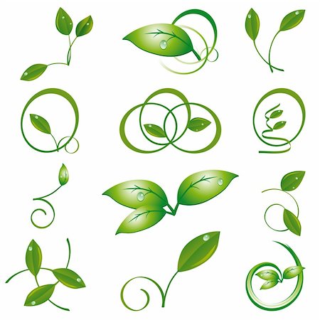 environmental theme - A set of green leaves to the design. Vector illustration. Vector art in Adobe illustrator EPS format, compressed in a zip file. The different graphics are all on separate layers so they can easily be moved or edited individually. The document can be scaled to any size without loss of quality. Stock Photo - Budget Royalty-Free & Subscription, Code: 400-04292726