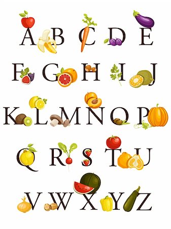 quince - Fruits and vegetables  alphabet , illustration Stock Photo - Budget Royalty-Free & Subscription, Code: 400-04293476