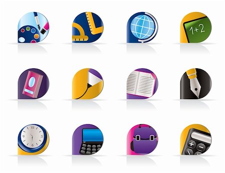 simsearch:400-06084780,k - School and education icons - vector icon set Stock Photo - Budget Royalty-Free & Subscription, Code: 400-04293535