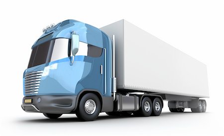 semi truck car carriers - Modern truck with cargo container, isolated on white 3d image. front side view Stock Photo - Budget Royalty-Free & Subscription, Code: 400-04293554