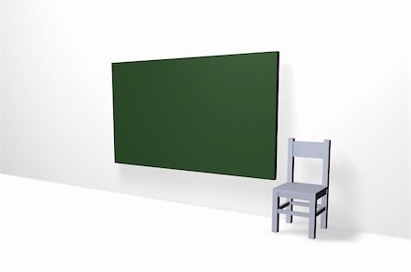 pupil in a empty classroom - chair and  school board - 3d illustration Stock Photo - Budget Royalty-Free & Subscription, Code: 400-04304474