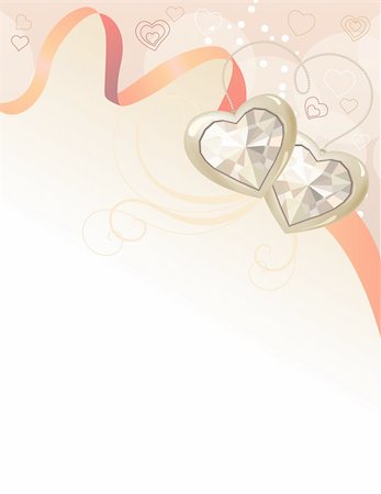 simsearch:400-04798374,k - Saint valentine greeting card with jewels and pink ribbon Stock Photo - Budget Royalty-Free & Subscription, Code: 400-04304770