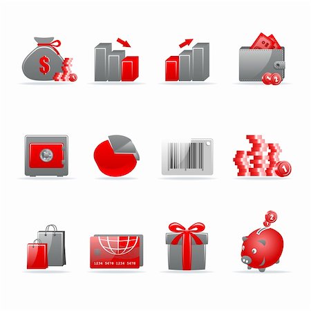 simsearch:400-04097382,k - Set of 12 glossy web icons. Shopping, business and money icon set. Part 4. (see other in my portfolio). Stock Photo - Budget Royalty-Free & Subscription, Code: 400-04305942