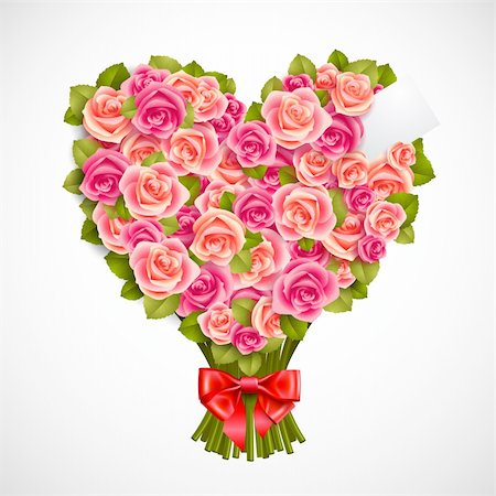 simsearch:400-06141323,k - heart shaped posy of tender pink roses with red bow Foto de stock - Super Valor sin royalties y Suscripción, Código: 400-04306059