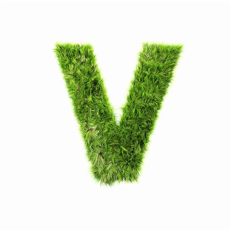 font design background - 3d grass letter isolated on white background - V Stock Photo - Budget Royalty-Free & Subscription, Code: 400-04306501