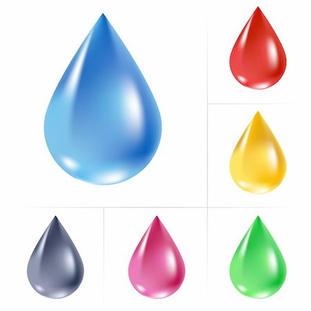 Set of water drops. Vector illustration on white Stock Photo - Budget Royalty-Free & Subscription, Code: 400-04306852