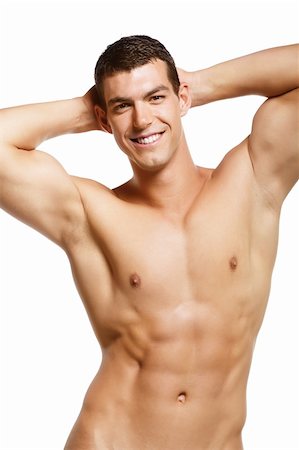 simsearch:400-08573669,k - Healthy muscular young man. Isolated on white background. Stock Photo - Budget Royalty-Free & Subscription, Code: 400-04307282