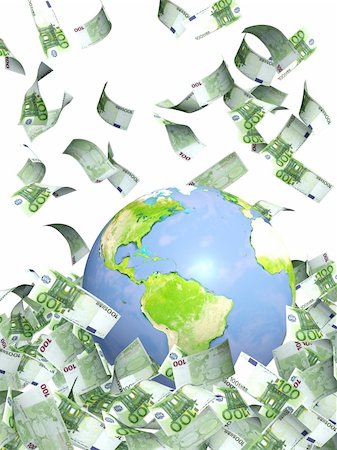simsearch:400-04326117,k - Earth and falling euro banknotes. Isolated over white Stock Photo - Budget Royalty-Free & Subscription, Code: 400-04307792