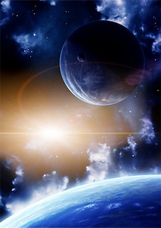 simsearch:400-04670251,k - Space flare. A beautiful space scene with planets and nebula Stock Photo - Budget Royalty-Free & Subscription, Code: 400-04307810