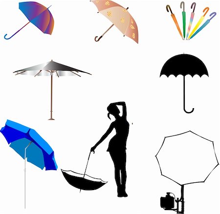 umbrella and beach umbrella - vector Stock Photo - Budget Royalty-Free & Subscription, Code: 400-04308405