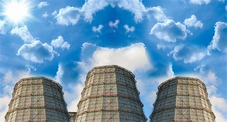coal power plants with pipe on blue sky background Stock Photo - Budget Royalty-Free & Subscription, Code: 400-04308516