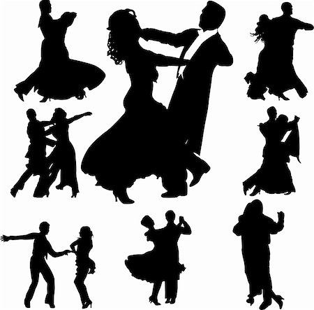 dancing couples silhouettes collection - vector Stock Photo - Budget Royalty-Free & Subscription, Code: 400-04308986