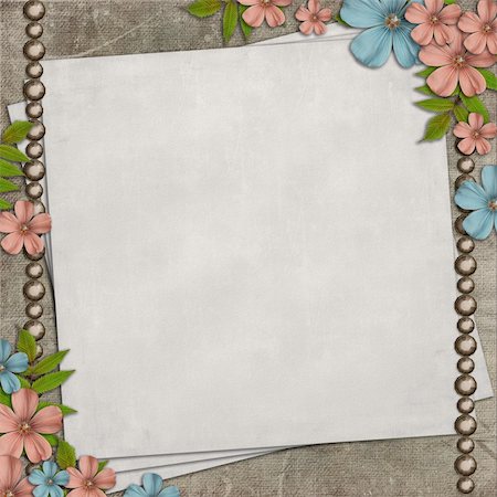 Vintage background with old paper  and flower composition. Photographie de stock - Aubaine LD & Abonnement, Code: 400-04309622