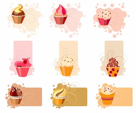 Set of different colorful frames with cupcakes Stock Photo - Budget Royalty-Free & Subscription, Code: 400-04300013