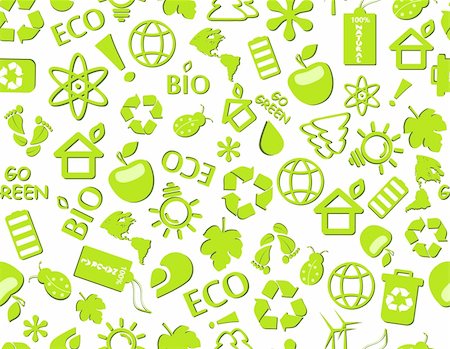 simsearch:400-05877514,k - go green eco seamless pattern on white backdrop - bulb, leaf, globe, drop, apple, house, trash, arrow Stock Photo - Budget Royalty-Free & Subscription, Code: 400-04300022