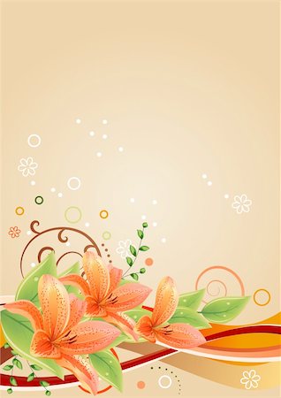 simsearch:400-04798374,k - Spring beige frame with lilies and abstract elements Stock Photo - Budget Royalty-Free & Subscription, Code: 400-04300476