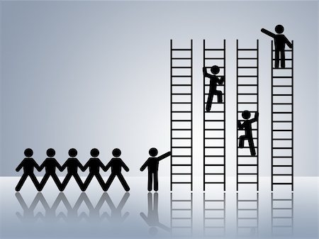 superior - paper chain figures business man climbing ladder of success and getting job promotion Stock Photo - Budget Royalty-Free & Subscription, Code: 400-04300813