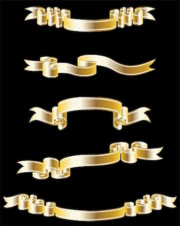 Set of different golden vector ribbons for design use Stock Photo - Budget Royalty-Free & Subscription, Code: 400-04301020