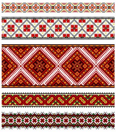 Vector illustrations of ukrainian embroidery ornaments, patterns, frames and borders. Stock Photo - Budget Royalty-Free & Subscription, Code: 400-04301162