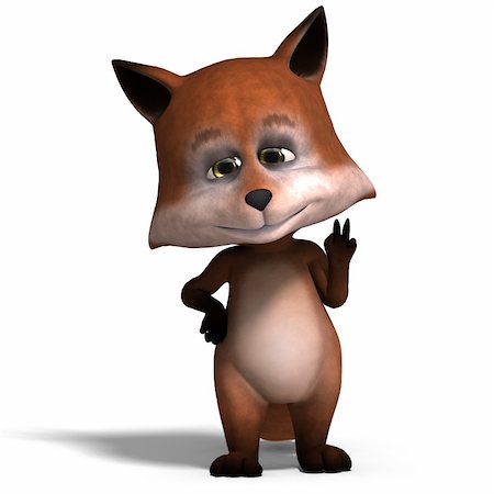 emotional intelligence cartoon - the cute cartoon fox is very smart and clever. 3D rendering with clipping path and shadow over white Stock Photo - Budget Royalty-Free & Subscription, Code: 400-04301671