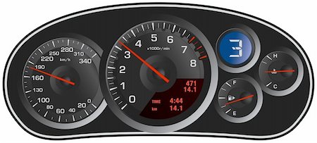 fuel indicator - Vector realistic sport car's dashboard Stock Photo - Budget Royalty-Free & Subscription, Code: 400-04301860