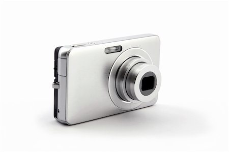 simsearch:400-04294580,k - silver digital compact photo camera isolated on white background Stock Photo - Budget Royalty-Free & Subscription, Code: 400-04302942