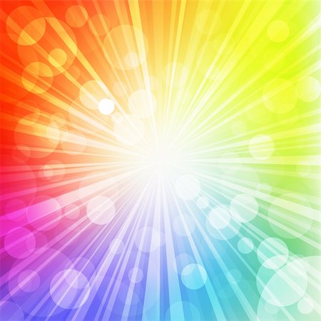 Sun with rays on rainbow  blurred background. Vector Illustration. Stock Photo - Budget Royalty-Free & Subscription, Code: 400-04303223