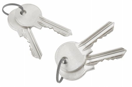 simsearch:600-03445182,k - silver bunch of keys on white background Stock Photo - Budget Royalty-Free & Subscription, Code: 400-04303591