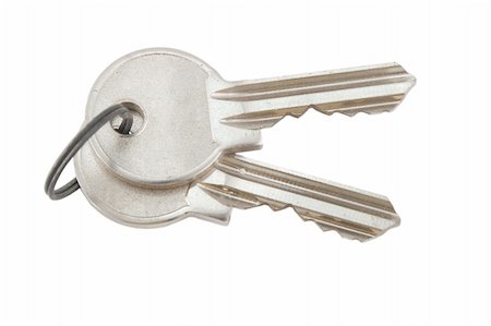 simsearch:600-03445182,k - silver bunch of keys on white background Stock Photo - Budget Royalty-Free & Subscription, Code: 400-04303592