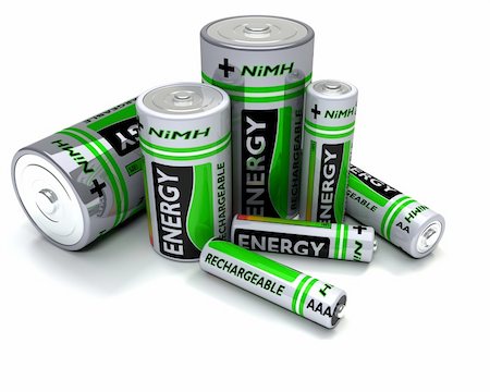 3D render of Various sized NiMH Batteries Stock Photo - Budget Royalty-Free & Subscription, Code: 400-04303884