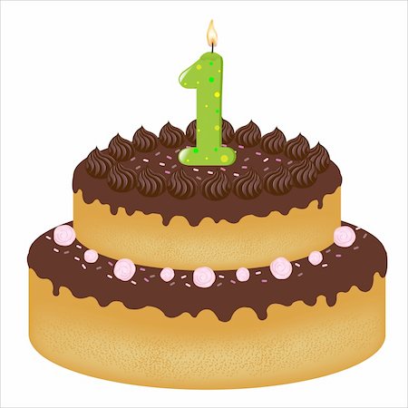 simsearch:400-04764403,k - Birthday Cake With Candles With Number One, Isolated On White Background, Vector Illustration Stock Photo - Budget Royalty-Free & Subscription, Code: 400-04314254