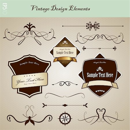 Set of vintage design elements. Stock Photo - Budget Royalty-Free & Subscription, Code: 400-04314461