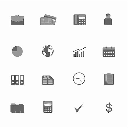 Grayscale business symbols icon set Stock Photo - Budget Royalty-Free & Subscription, Code: 400-04314521