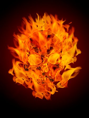 skeleton head drawing - Fire Burning Flaming Skull Illustration Stock Photo - Budget Royalty-Free & Subscription, Code: 400-04314560