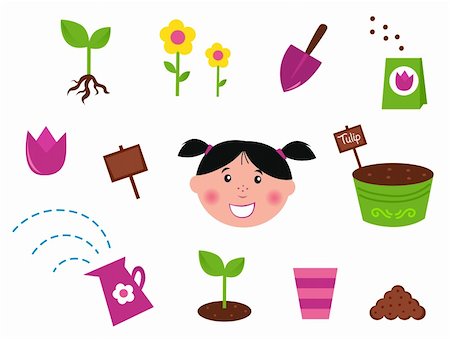 Spring gardening icons. Vector. Stock Photo - Budget Royalty-Free & Subscription, Code: 400-04314727