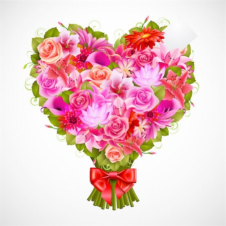 simsearch:400-06141323,k - heart shaped posy of tender pink roses with red bow Foto de stock - Super Valor sin royalties y Suscripción, Código: 400-04314879