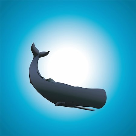 A sperm whale on a blue gradient background, in an editable vector illustration. Stock Photo - Budget Royalty-Free & Subscription, Code: 400-04315982