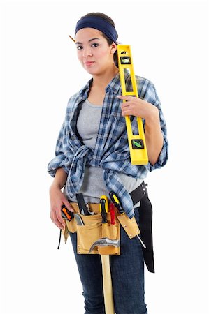 Stock image of repairwoman isolated on white background Stock Photo - Budget Royalty-Free & Subscription, Code: 400-04316736